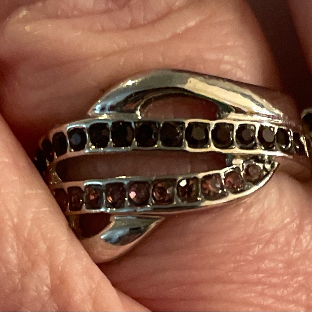 Silver and Black Stone Women's Ring